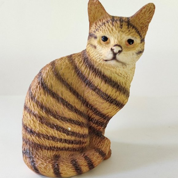 Vintage Resin Orange Tabby Stripped Cat Domestic Shorthair Figure Brown … - Picture 2 of 6